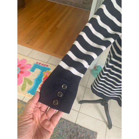 Banana Republic Stripped Navy Blue Dress - Picture 5 of 9